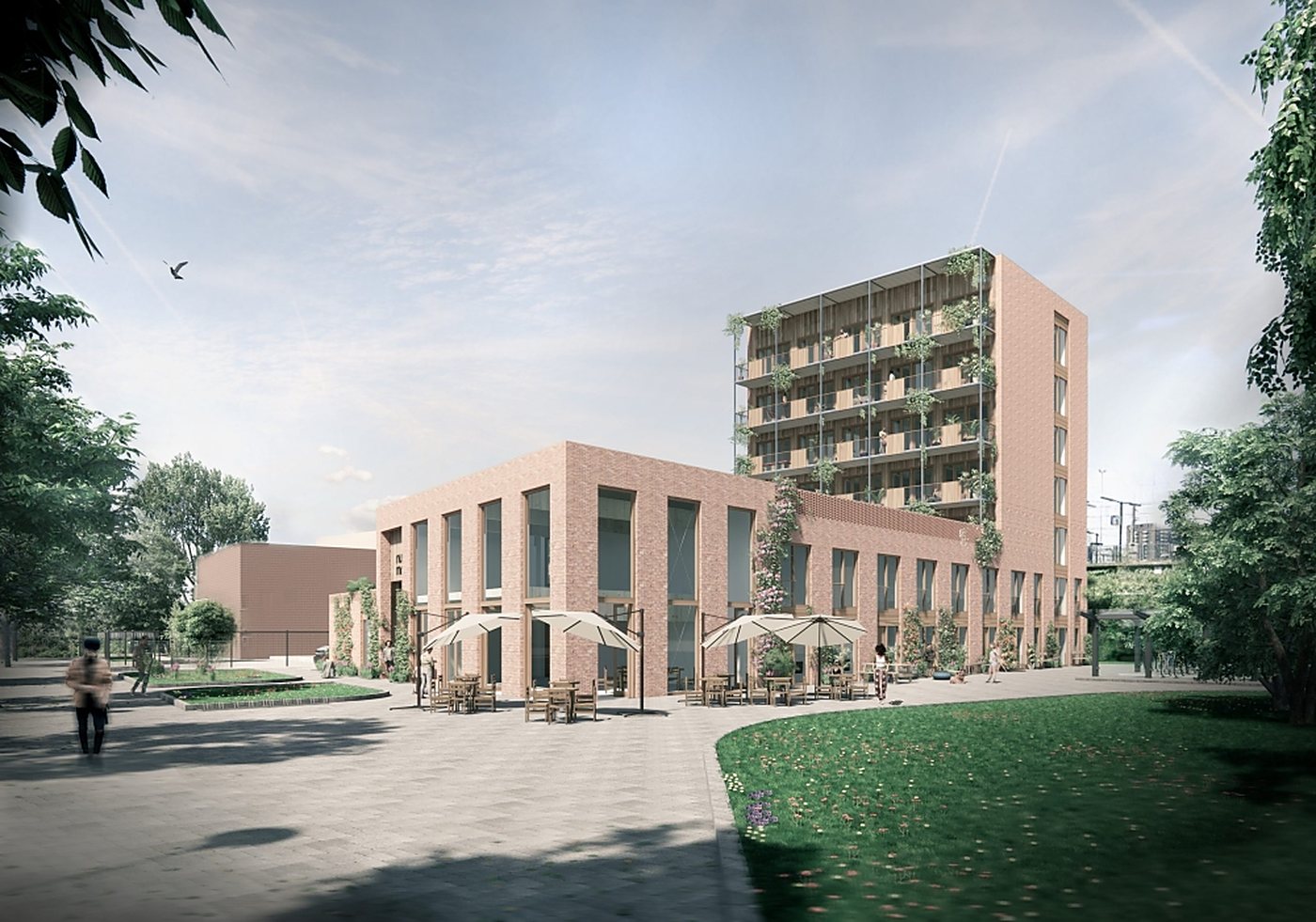 Nieuwbouwcomplex met winkels op de begane grond