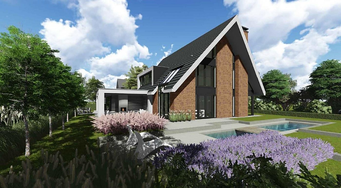 Moderne villa met zwembad, opgeleverd met een complete elektrotechnische installatie